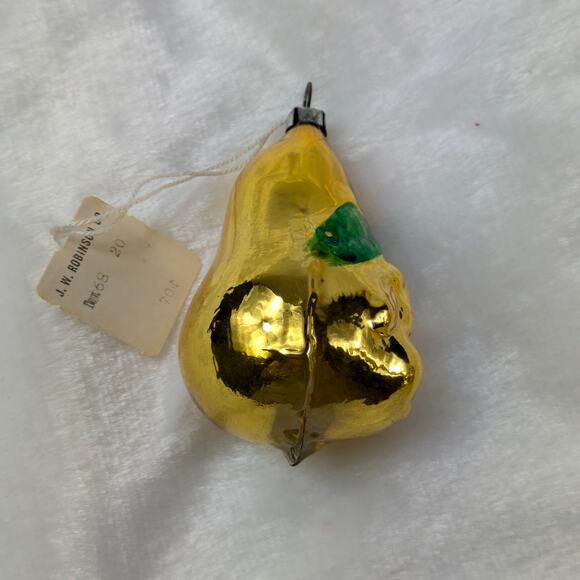 Pear Face Mercury Christmas Ornament Gold Child Antique West Germany Hand Blown - Picture 2 of 11